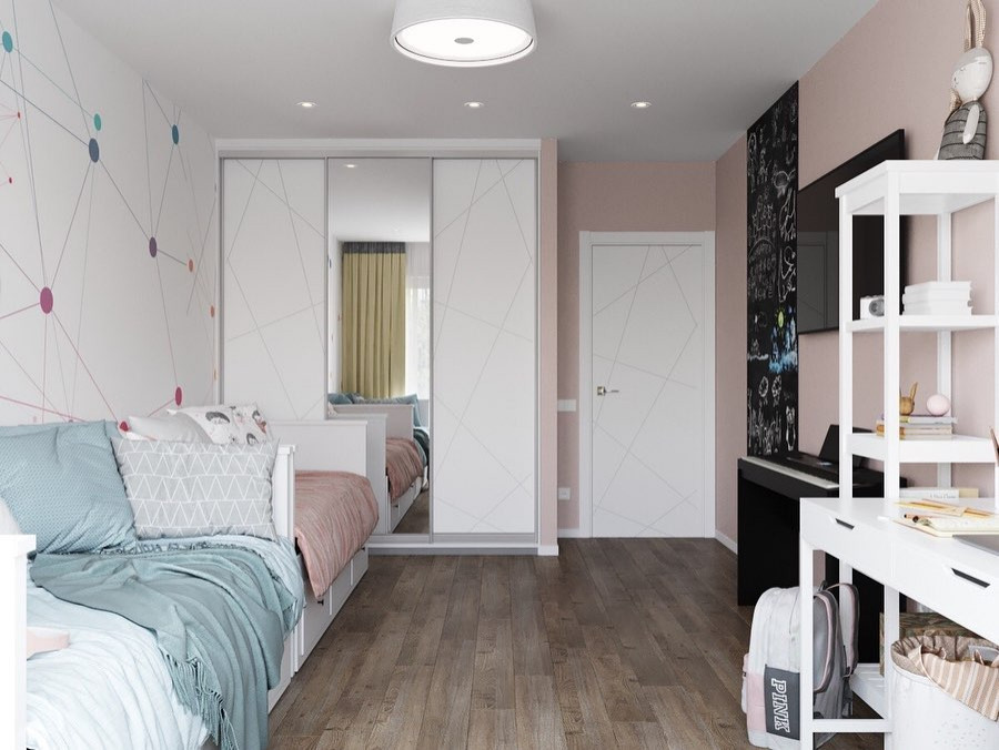 Детская для школьниц с полезными рисунками на обоях и обоях для мела Alltowall