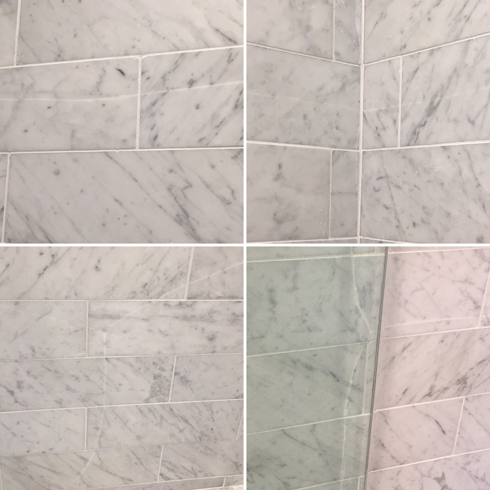 Carrera marble shower tiles