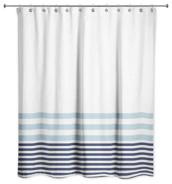 Light Blue And Navy Stripes 71x74, Navy Blue And Gray Striped Shower Curtain