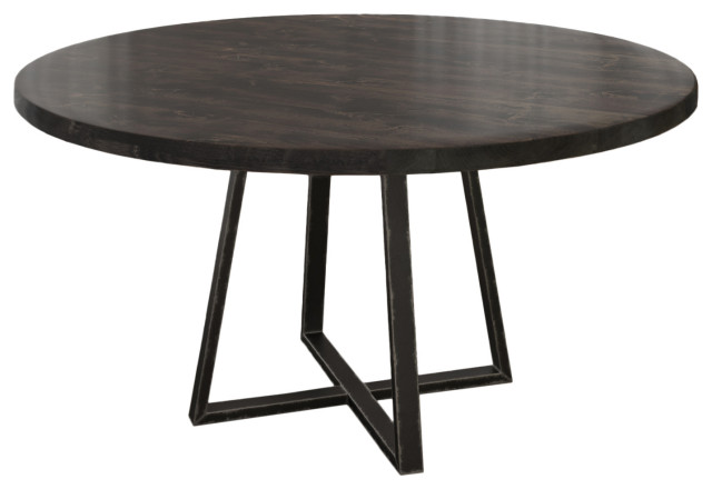Industrial Steel Pedestal Table, Black 48 Round Pedestal Dining Table