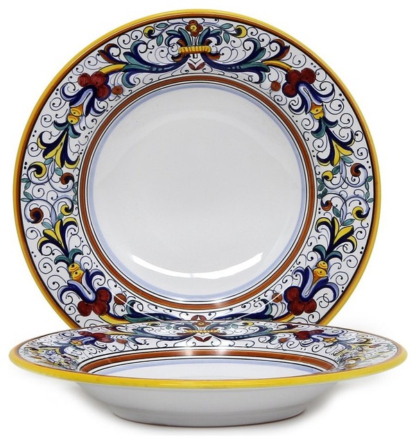 White Pasta Bowl with decorative rim Kitchen & Dining Home & Living