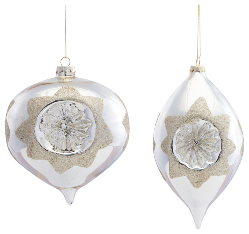 Reflector Ornament (Set of 2) 7"H, 8.5"H Glass Christmas Ornaments