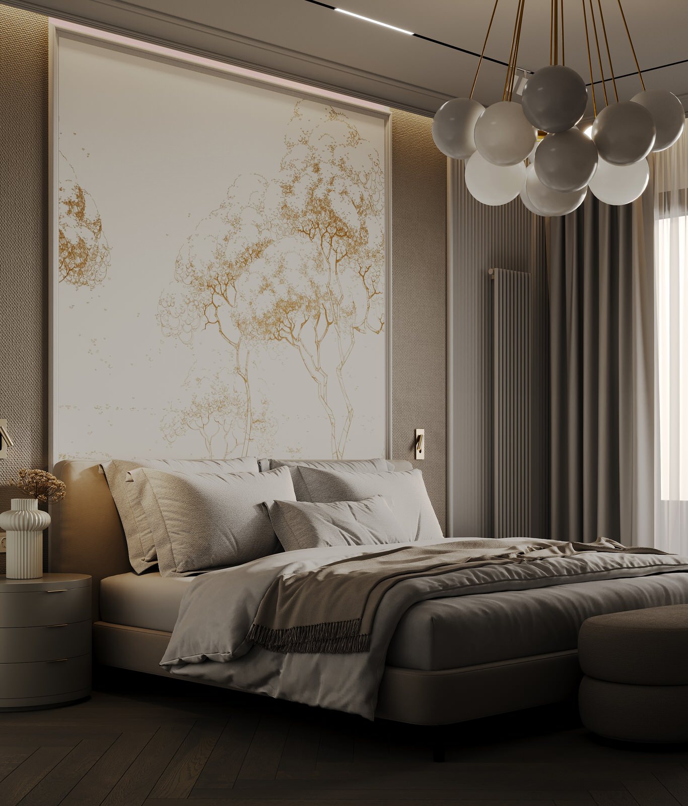 Утонченная минималистичная спальня