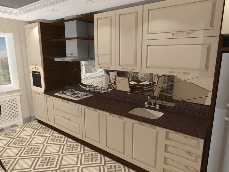 Кухня в благородных бежево-коричневых оттенках