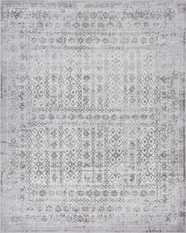 Ellery Traditional Persian Gray Rectangle Area Rug, 8' x 10'