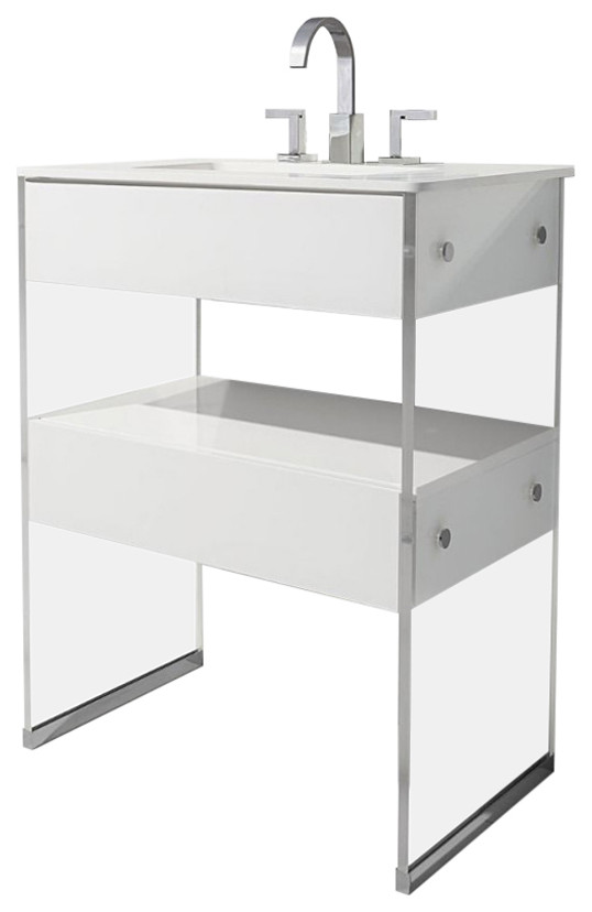 Lucite 24 in. W x 21 in. D x 34 in. H Bath Vanity With Solid Surface