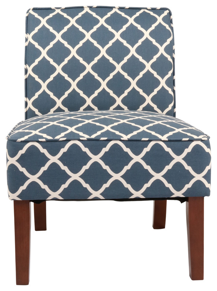 Innovex Home Products Novian Accent Chair, Blue Pattern Mediterranean Dining Chairs by