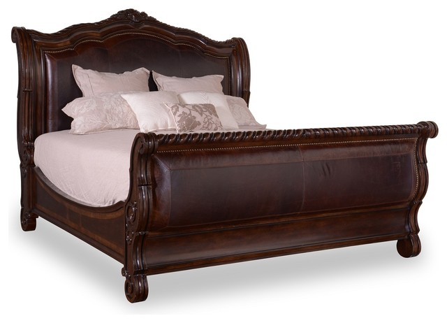A.R.T. Valencia King Upholstered Sleigh Bed, Port