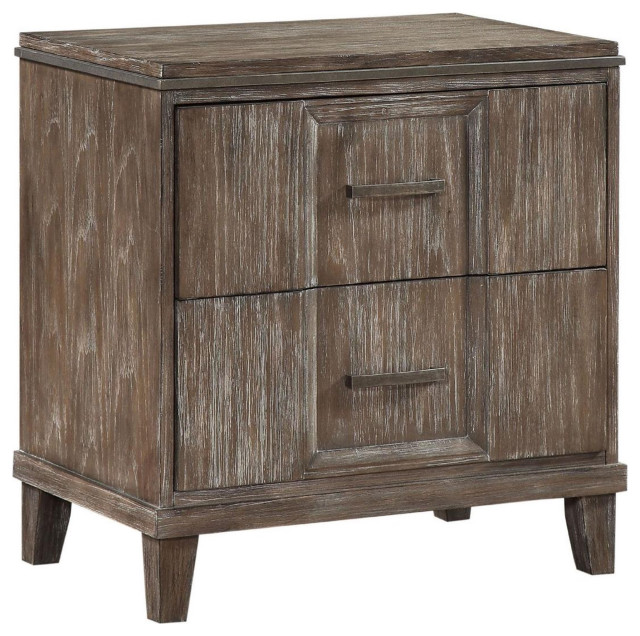 Rustic Nightstand, 2 Spacious Storage Drawers & USB Charging Ports