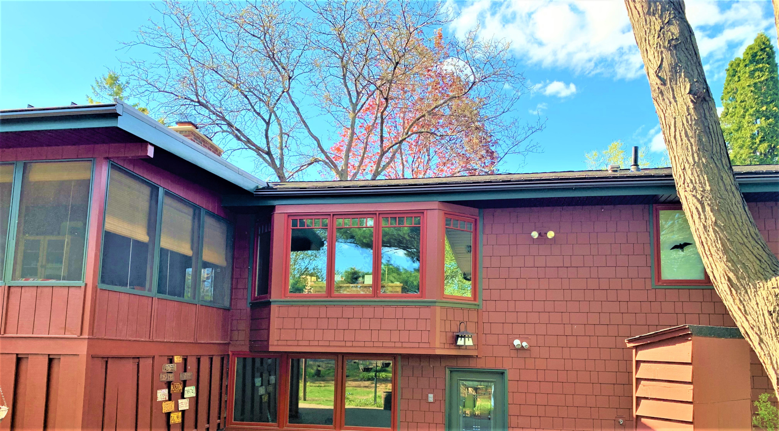 Red Split Level Home Exterior