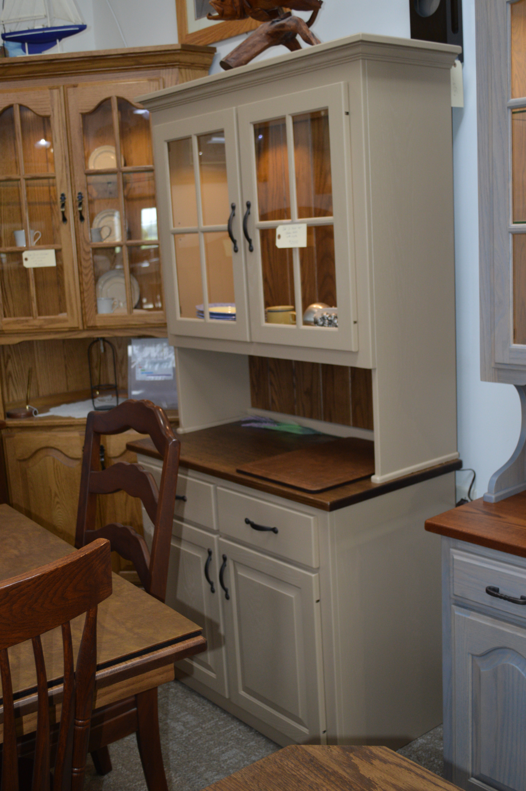 40" oak 2 door hutch in Latte paint