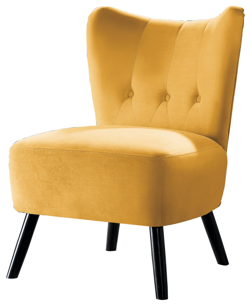 Upholstered Armless Accent Chair With Flared Back and Button Tufting