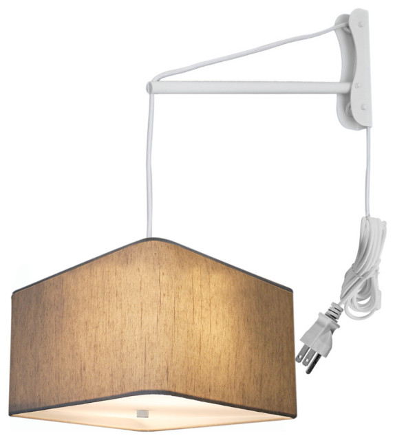 MAST PlugIn Wall Mount Pendant, 2 Light White Cord/Arm With Diffuser