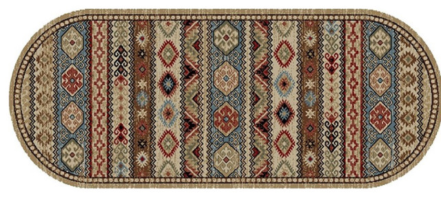 American Destination Chiseled Rock Multi Lodge Accent Rug 2'2"x5'3" Oval