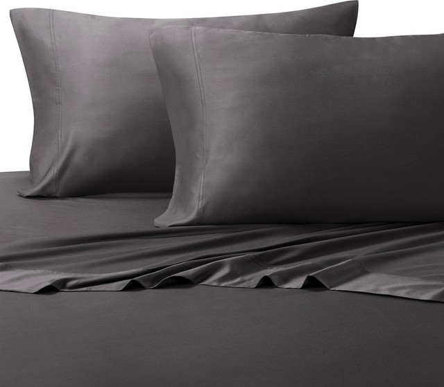 Hybrid Bamboo Cotton 2PC Pillowcases Set, Charcoal, Standard