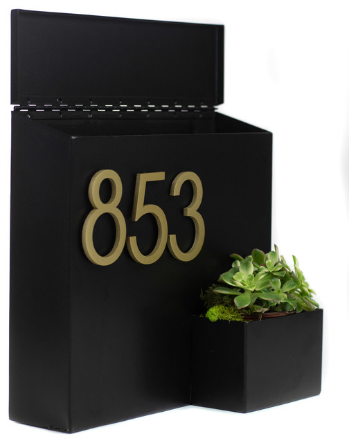 Greetings Wall Mounted Mailbox w/ House Numbers Contemporary
