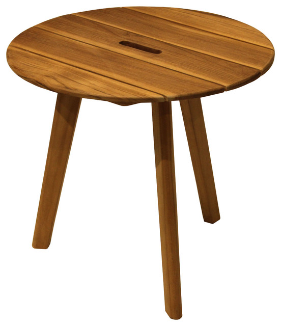 Round Teak Accent Table