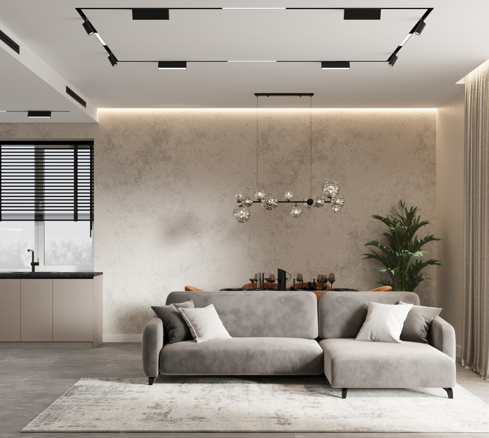 Стильный интерьер коттеджа с женской и мужской спальнями