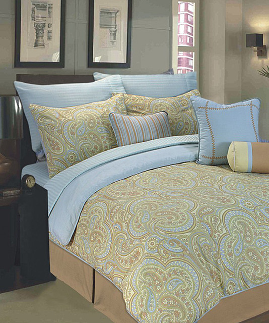 Blue & Yellow Paisley 11-Piece Comforter Set