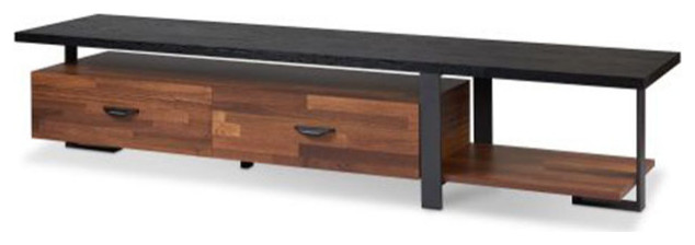 Vintage wood TV storage farmhouse TV benches with walnut and black finish