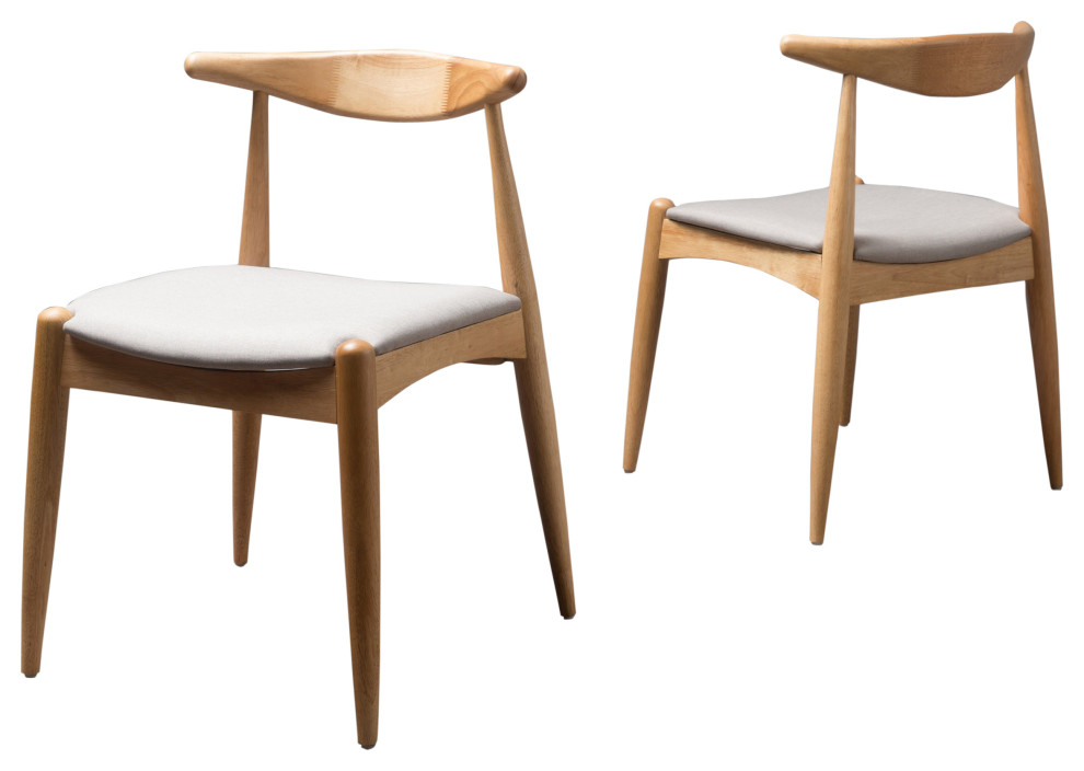 GDF Studio Sandra Mid Century Modern Dining Chairs, Set of 2, Gray