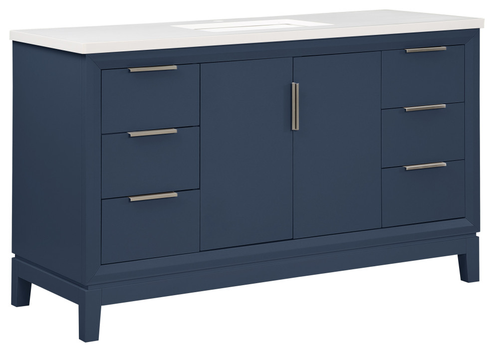 Valencia 55" Wood Single Sink Freestanding Vanity, Top and Sink ...