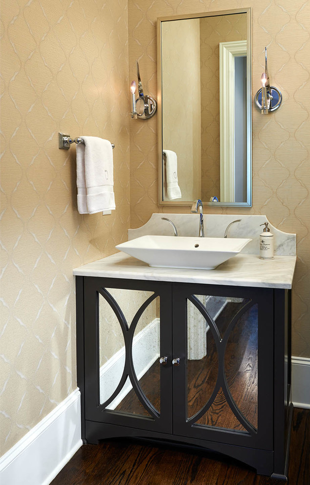 Design ideas for a transitional powder room in Charlotte.