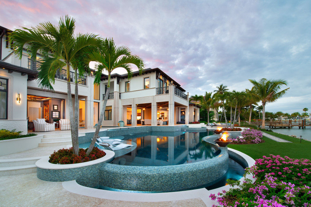 Photo of a mediterranean home design in Miami.