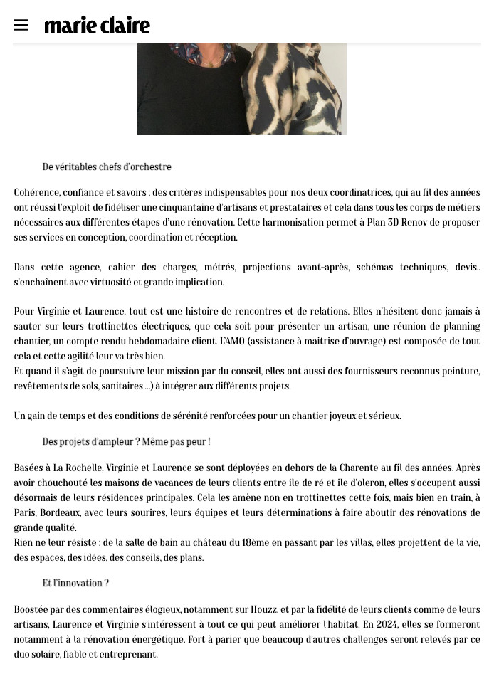 Parution marie claire - Janvier 2024