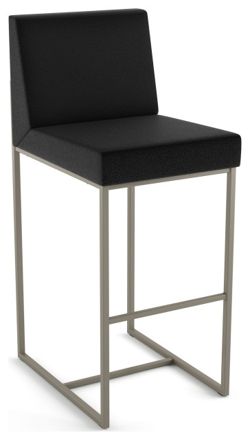 Amisco Derry Counter and Bar Stool, Charcoal Grey Boucle Polyester / Grey Metal, Bar Height