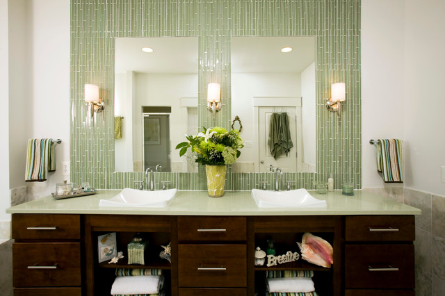 Green Tile Bathroom Transitional Dc Metro By John F Green Tile Bathroom Transitional