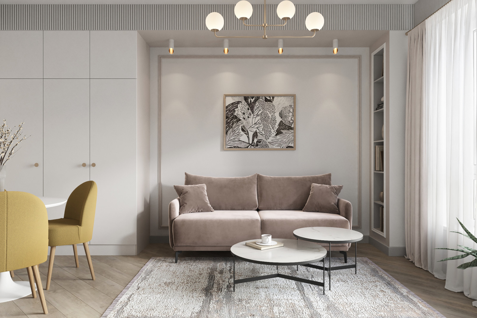 Визуализация однокомнатной квартиры 38 м2