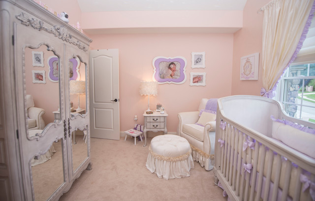 Lavender Princess Nursery Glitter Paint Wall Shabby Chic