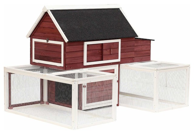 Pawhut 114 Modular Wooden Backyard Chicken Coop With Nesting Box And Runs