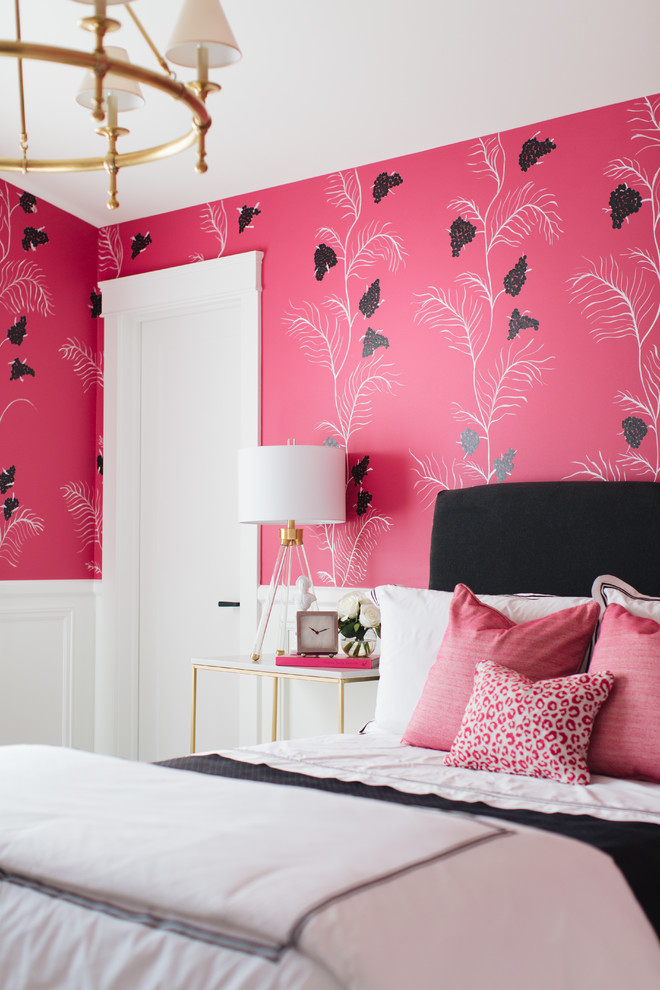 Example of a transitional bedroom design in Chicago