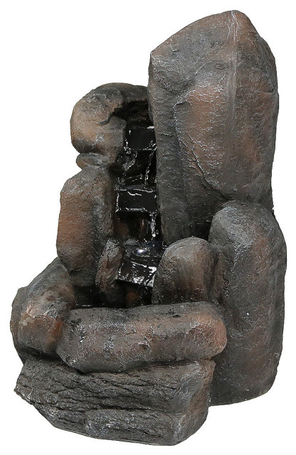 Sunnydaze Rock Falls Outdoor Solar Water Fountain Solar On Demand 22 Rustic Outdoor Fountains And Ponds By Sunnydaze Decor