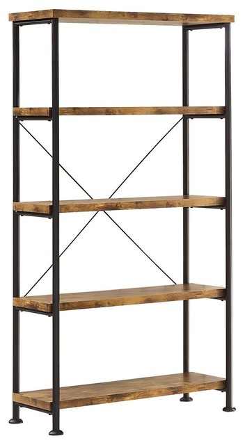 Coaster Analiese Farmhouse Wood Bookcase with 4-Shelf in Nutmeg