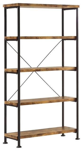 Coaster Barritt Wood and Metal Open Bookcase - Industrial ...