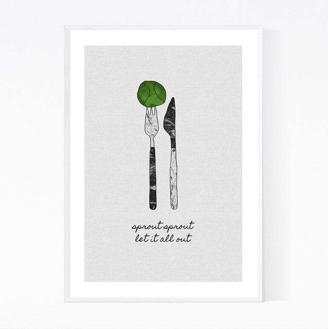 Kitchen Fork Knife Cooking Quote Art Print Contemporary Prints And