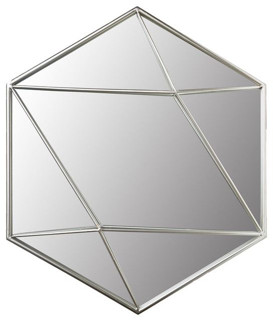 24 Silver Metal Hexagon Wall Accent Mirror Contemporary Silver Metal Hexagon Wall Accent Mirror