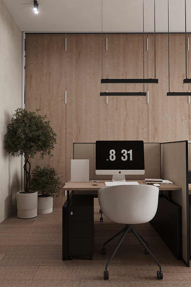 Природная органика для Кати Гордон: интерьер офиса в стиле ваби-саби