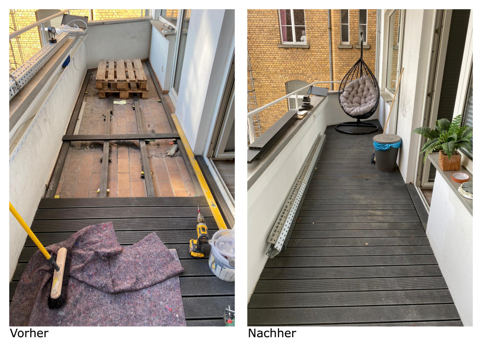 Mittelgroßes, Unbedecktes Modernes Loggia mit Sichtschutz und Mix-Geländer in Köln