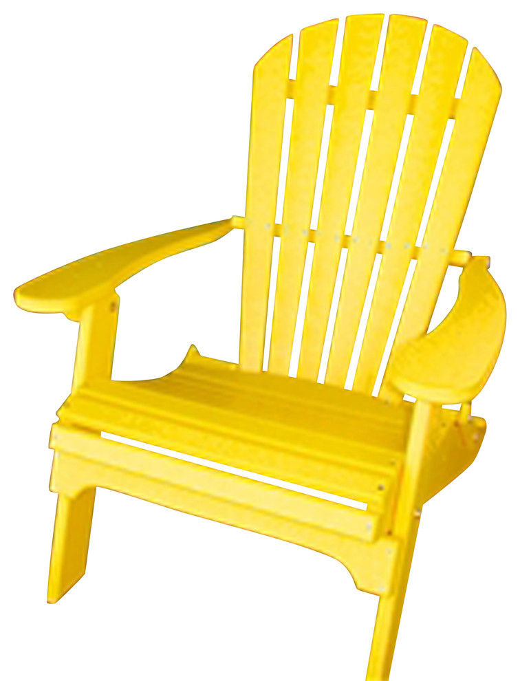 Phat Tommy Folding Recycled Poly Adirondack Patio Chair, Yellow