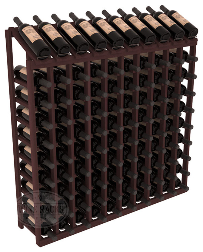 100 Bottle Display Top Wine Rack, Redwood, Walnut Stain