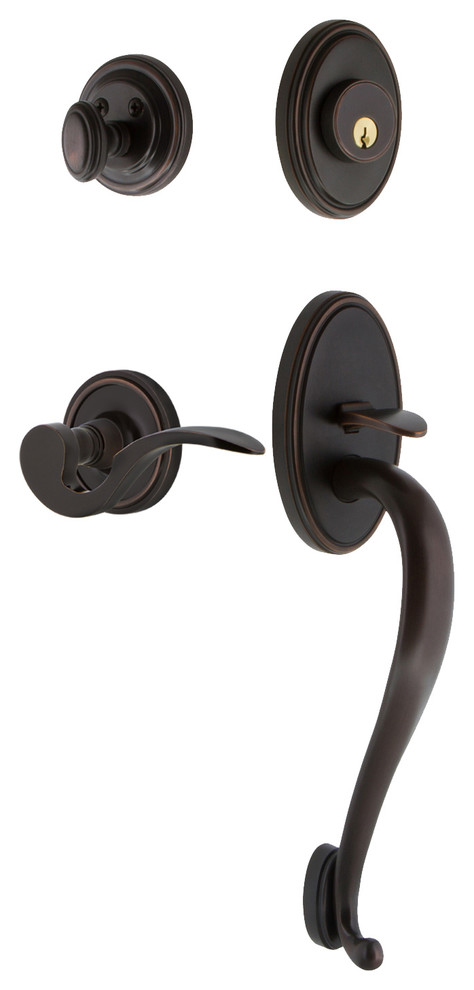Classic Plate S Grip Entry Set Manor Lever, Timeless Bronze, 2-3/4", Left