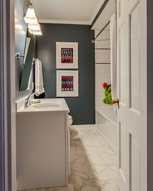 Boy's Bathroom Needlepoint Navy Traditional Bathroom Nashville