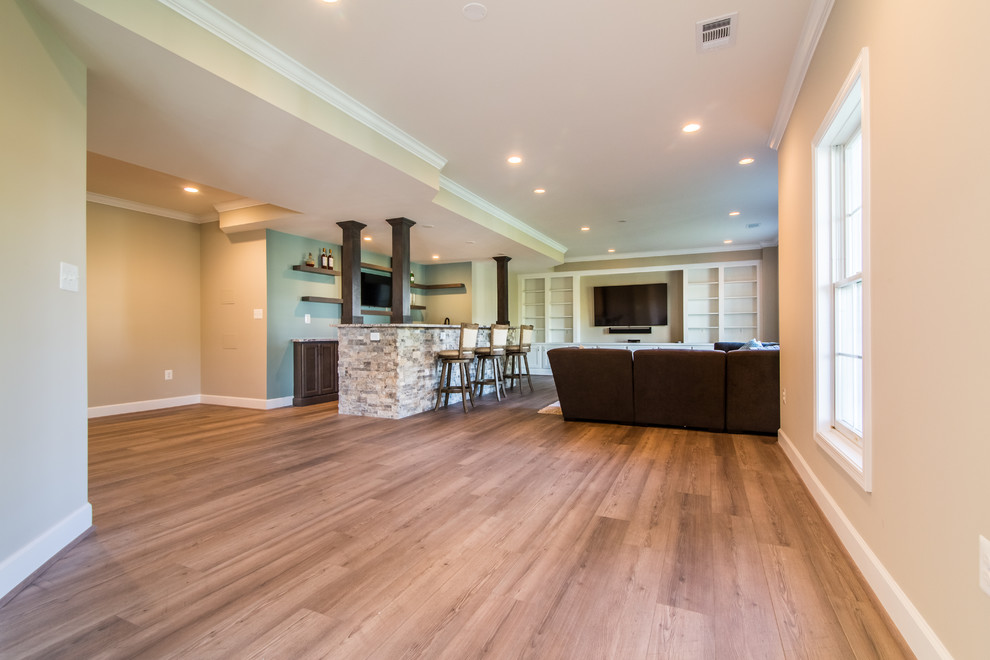 Ashburn Basement with Custom Bar, Custom Shelving, Home Gym, and Bath ...