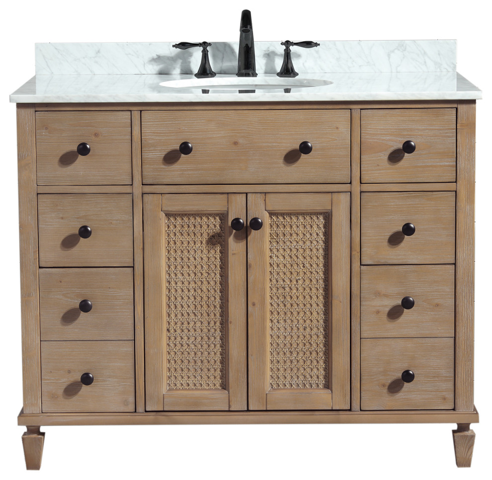 Annie 42" Bathroom Vanity, Weathered Fir Finish Tropical Bathroom