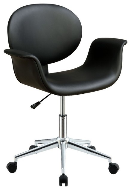 Benzara BM163565 Metal & Wooden Office Arm Chair, Black
