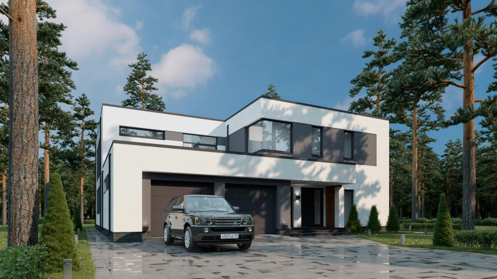 Дом с плоской кровлей в современном стиле